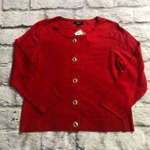 Premise Studio Cardigan Red Gold Clasp Long Sleeves Size Large NWT